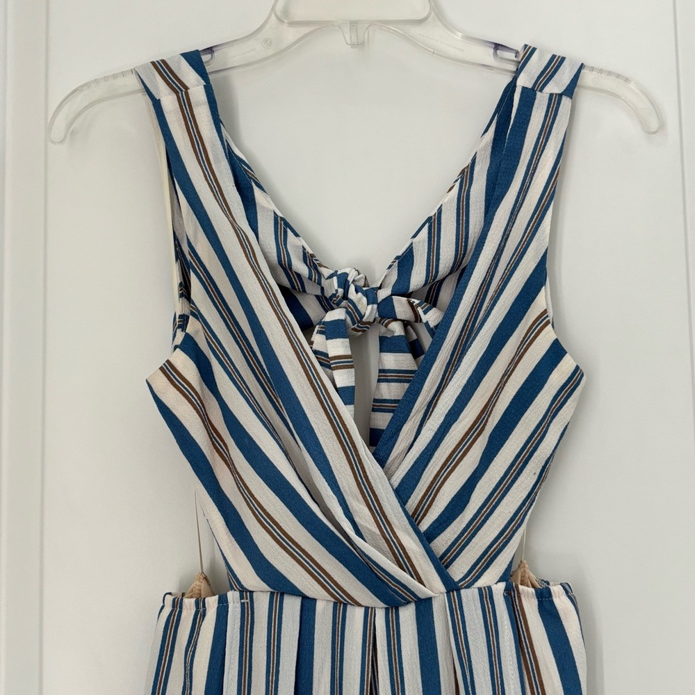 Luxxel Blue and White Striped Jumpsuit